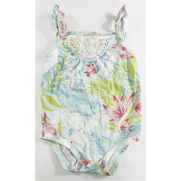 Carters • Floral Baby Onesie with Lace Detail - Picture 1 of 4